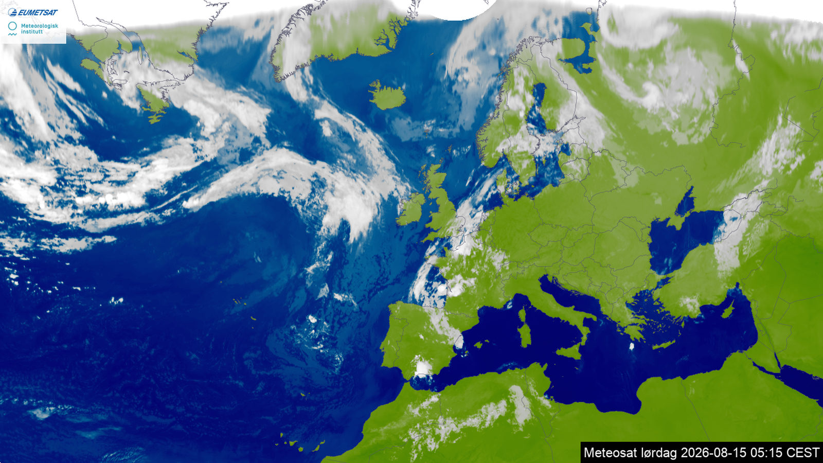 Satellite image of Europe and Africa